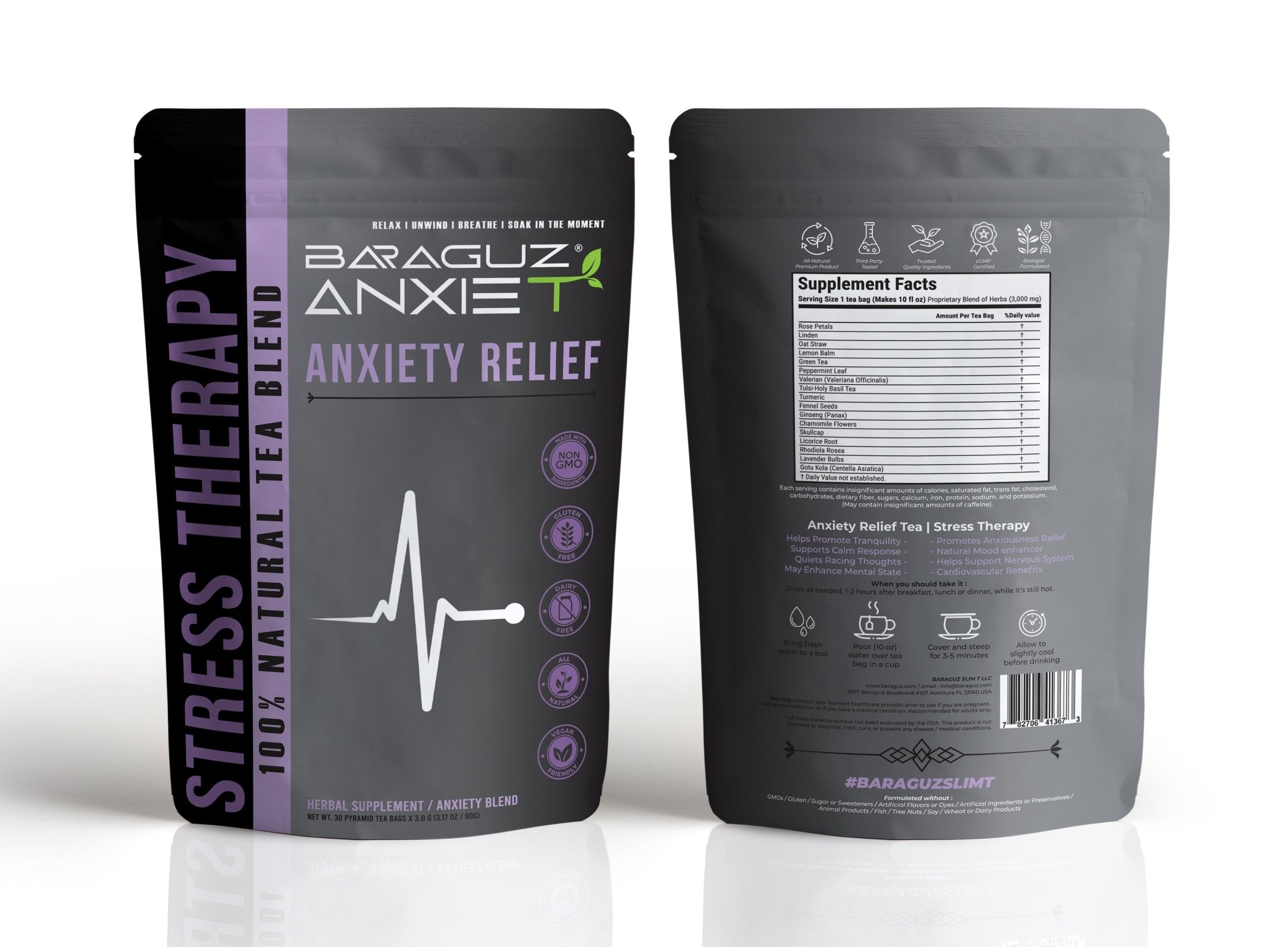 Baraguz AnxieT - Stress Therapy / Anxiety Relief Tea (30 Servings) - AVAILABLE NOW - Baraguz