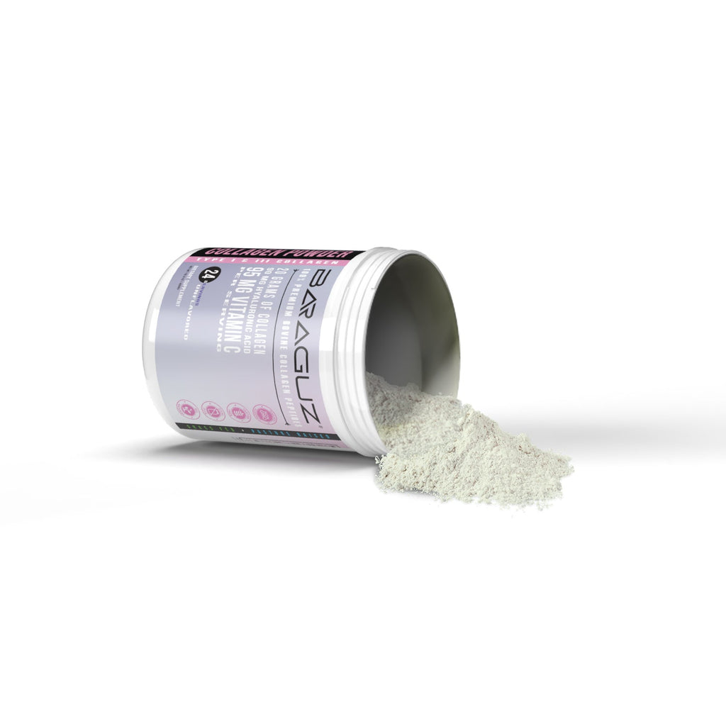Baraguz Premium Bovine Collagen Peptides w/ Hyaluronic Acid + Vitamin C (Type I & III Collagen Powder)