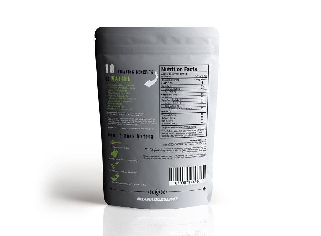 Matcha Premium Ceremonial Green Tea Powder - 100g (3.5 oz) – Baraguz