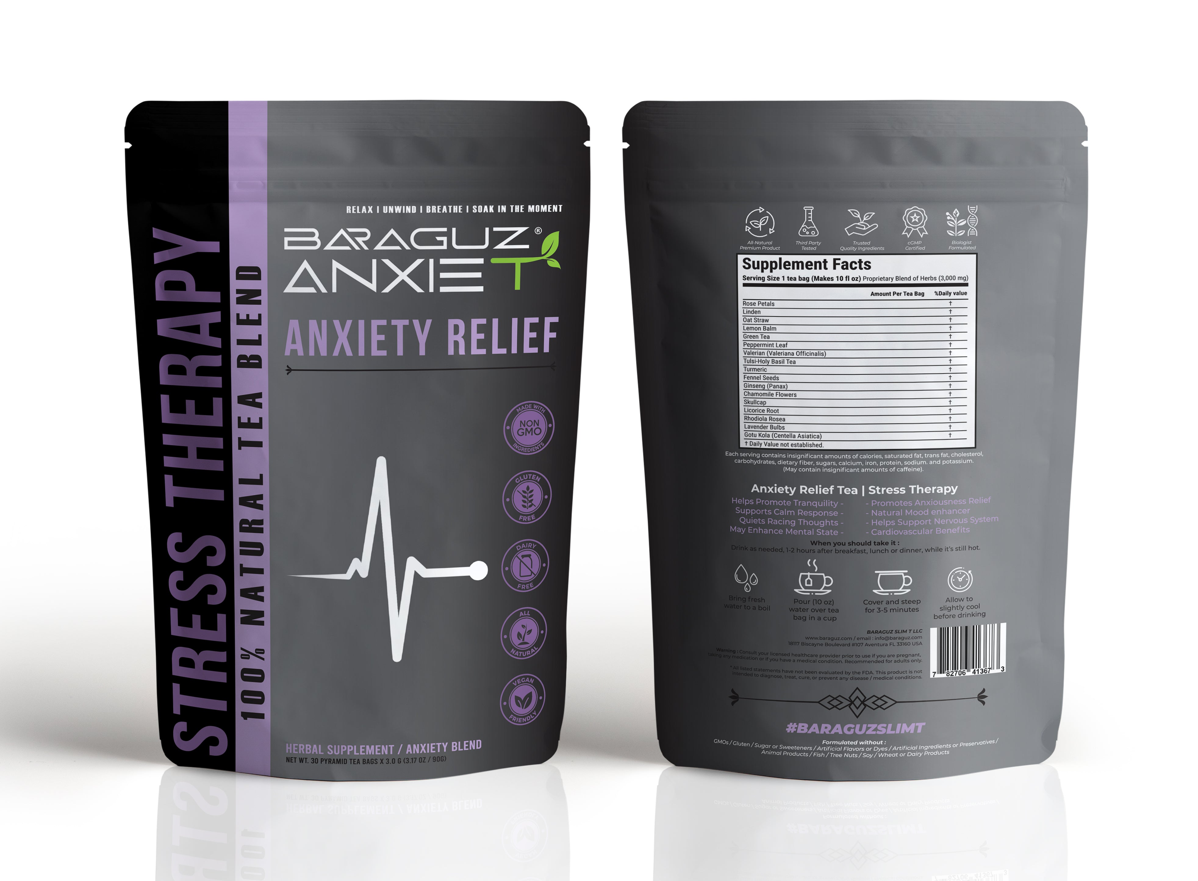 Baraguz AnxieT - Stress Therapy / Anxiety Relief Tea (30 Servings) - AVAILABLE NOW
